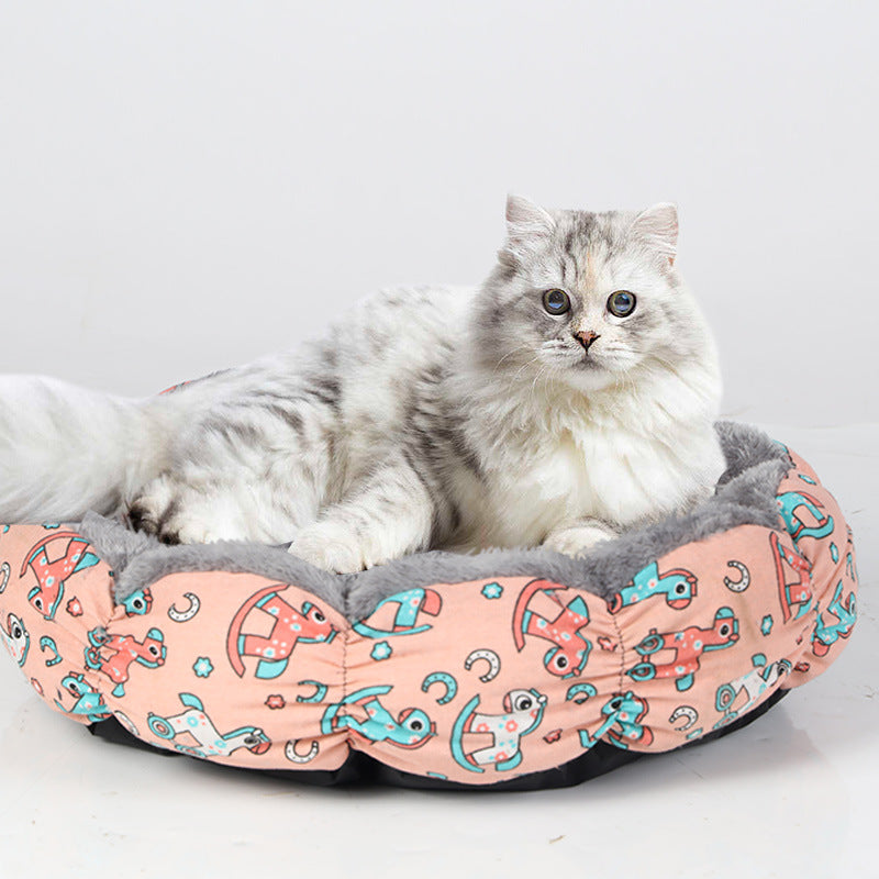 Round Calming Donut Bed for Cats & Small Dogs