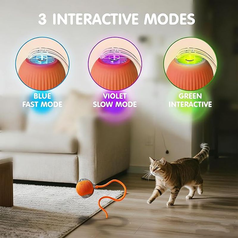 Automatic Interactive Rolling Cat Ball Toy with Rechargeable Sensor