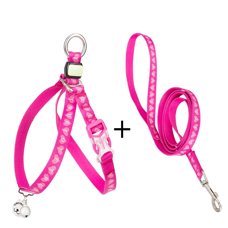 Chest Strap Harness with Bell and Leash for Small Dogs and Cats