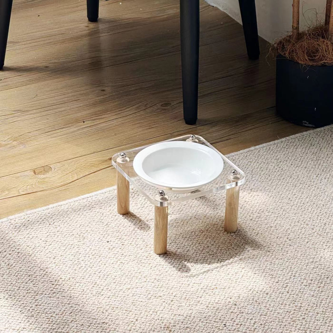 High-Leg Anti-Tip Ceramic Double Bowl for Cats & Dogs