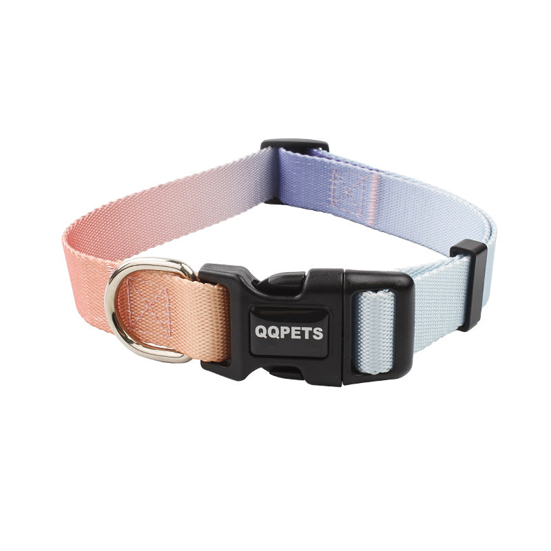 Gradient Solid Color Collar and Leash Set for Dogs
