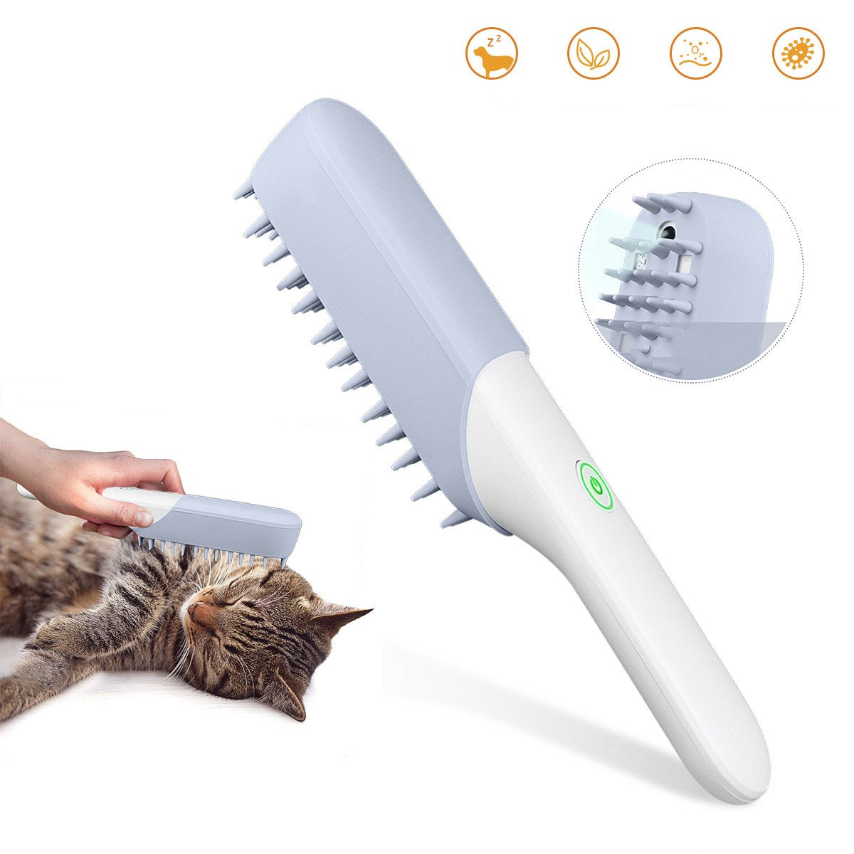 Silicone Pet Massage and Grooming Brush with Fur Removal Comb