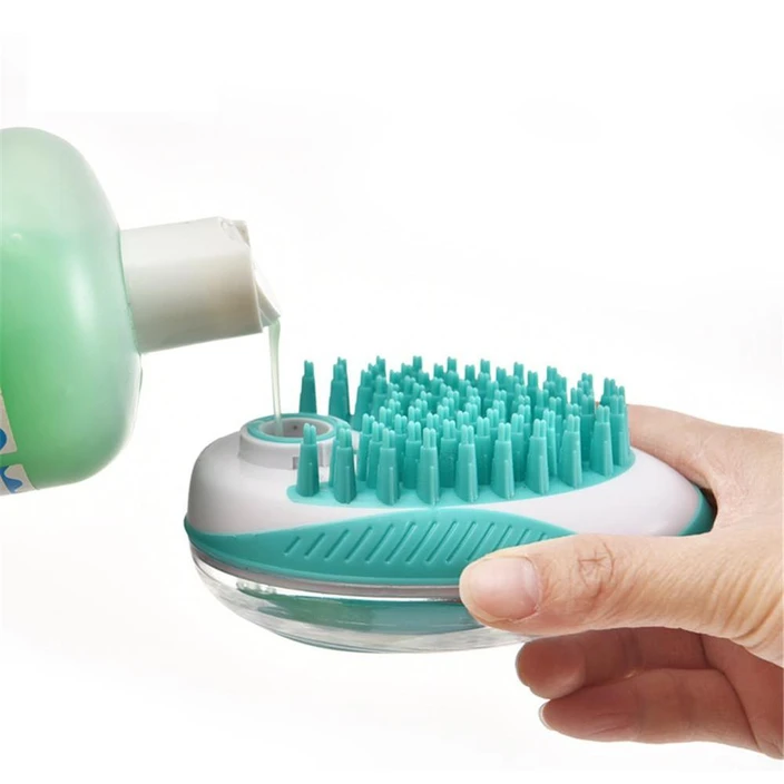 Automatic Pet Bath Massage Comb with Liquid Dispenser