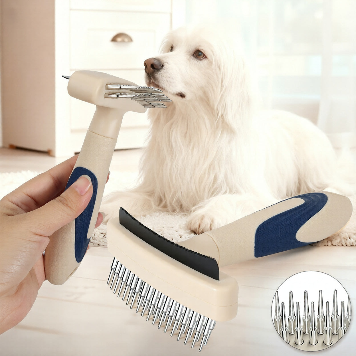 Pet Grooming Brush for Hair Removal and Fur Detangling