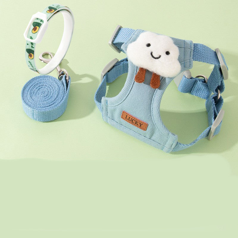 Anti-Breakaway Undershirt-Style Cat Chest Harness with Leash