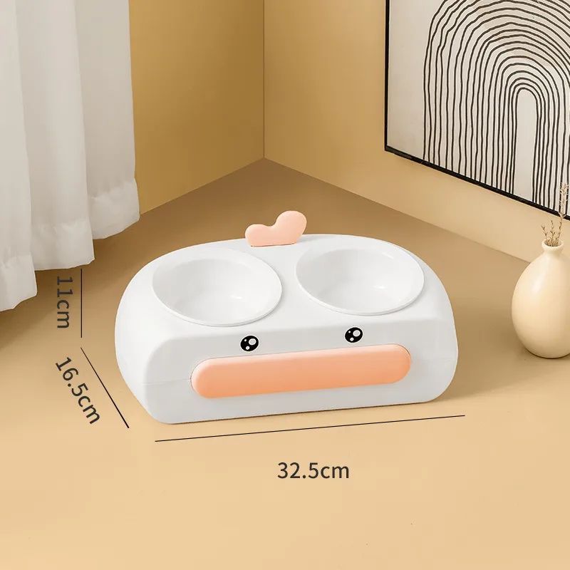 Duck-Shaped Double Pet Bowl for Cats & Dogs
