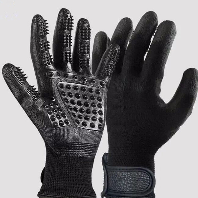 Soft Rubber Pet Grooming Glove for Hair Removal and Massage