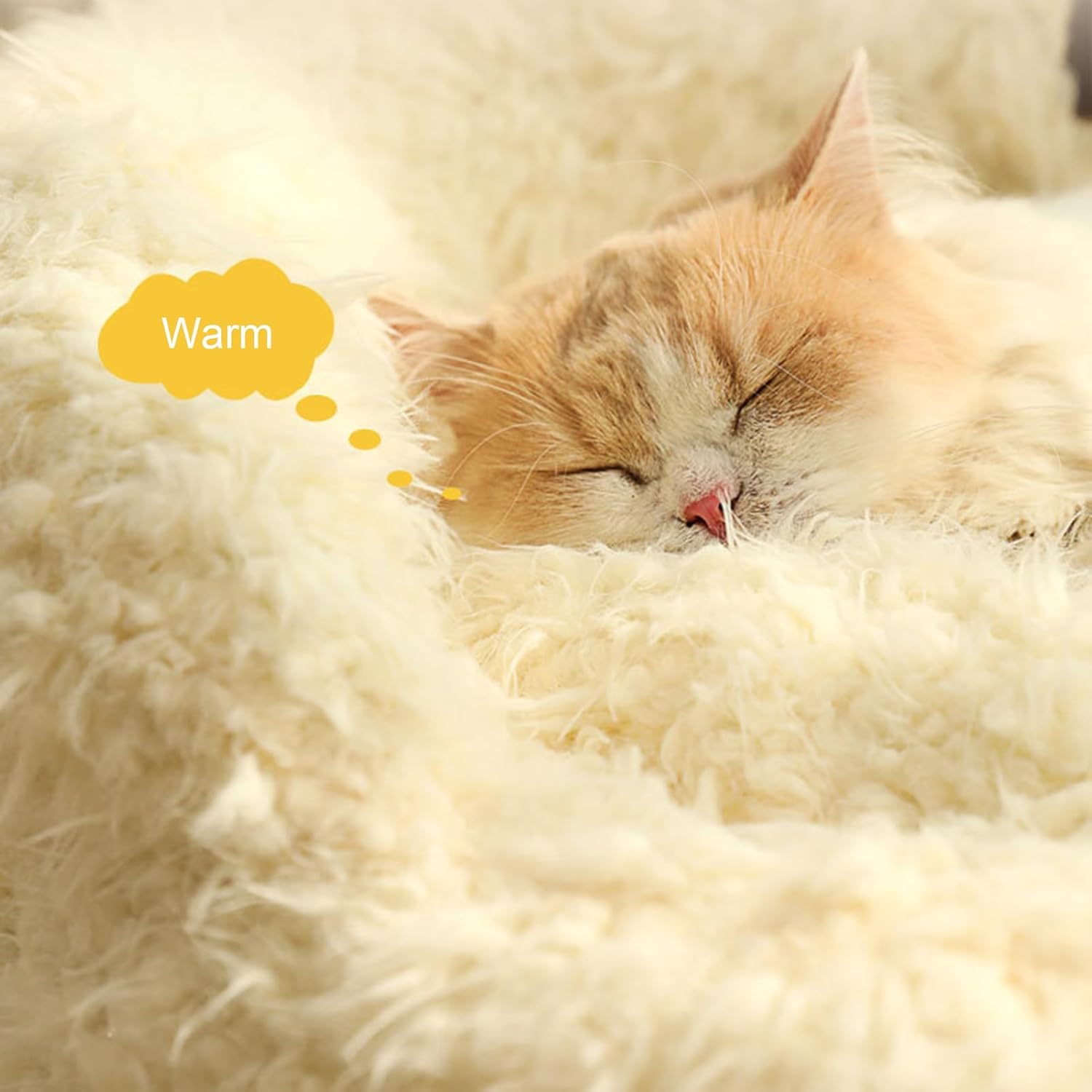 Alpaca Plush Pet Bed for Dogs & Cats with Calming Design