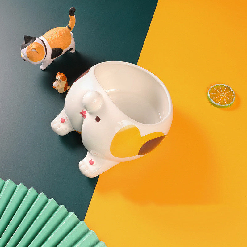 High-Foot Ceramic Pet Bowl for Cats & Dogs