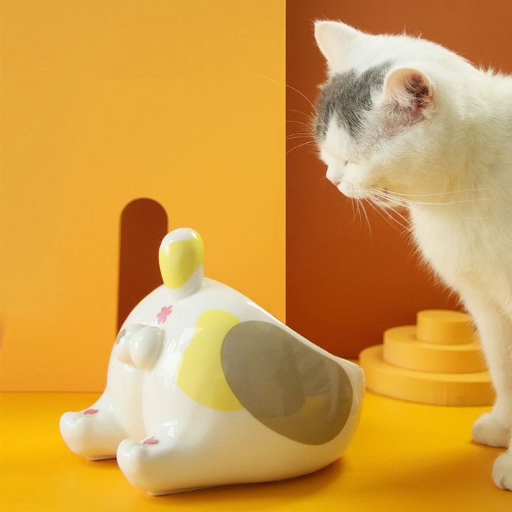 High-Foot Ceramic Pet Bowl for Cats & Dogs