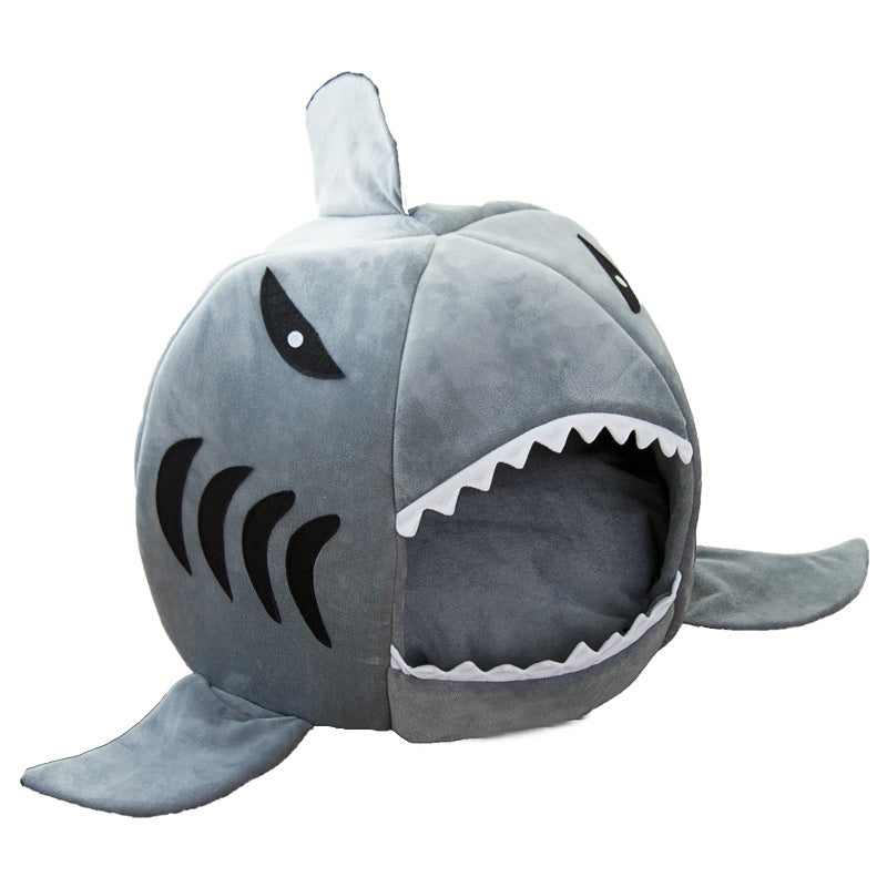 Dual-Purpose Shark Pet Bed for Small Dogs & Cats