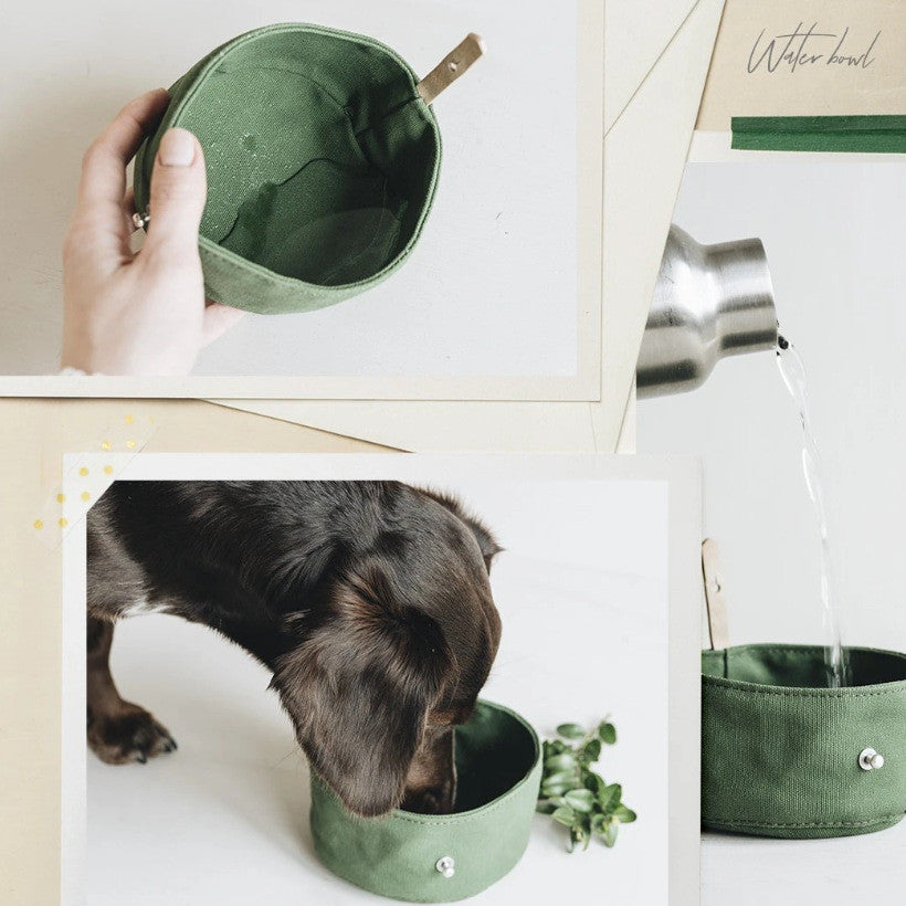 Foldable Canvas Dog Bowl for Food & Water, Portable Pet Bowl