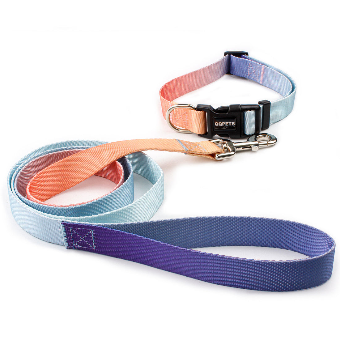 Gradient Solid Color Collar and Leash Set for Dogs
