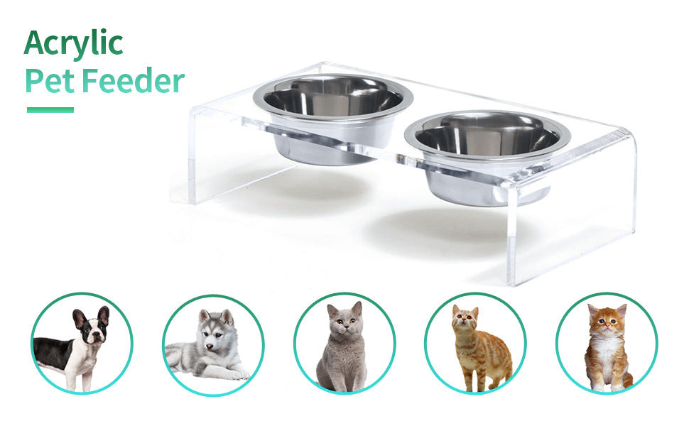 Acrylic Pet Feeding Rack for Small Cats & Dogs