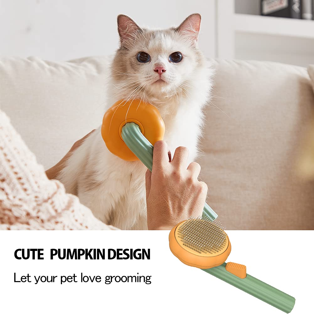 Pumpkin-Shaped Self-Cleaning Pet Slicker Brush for Dogs Cats