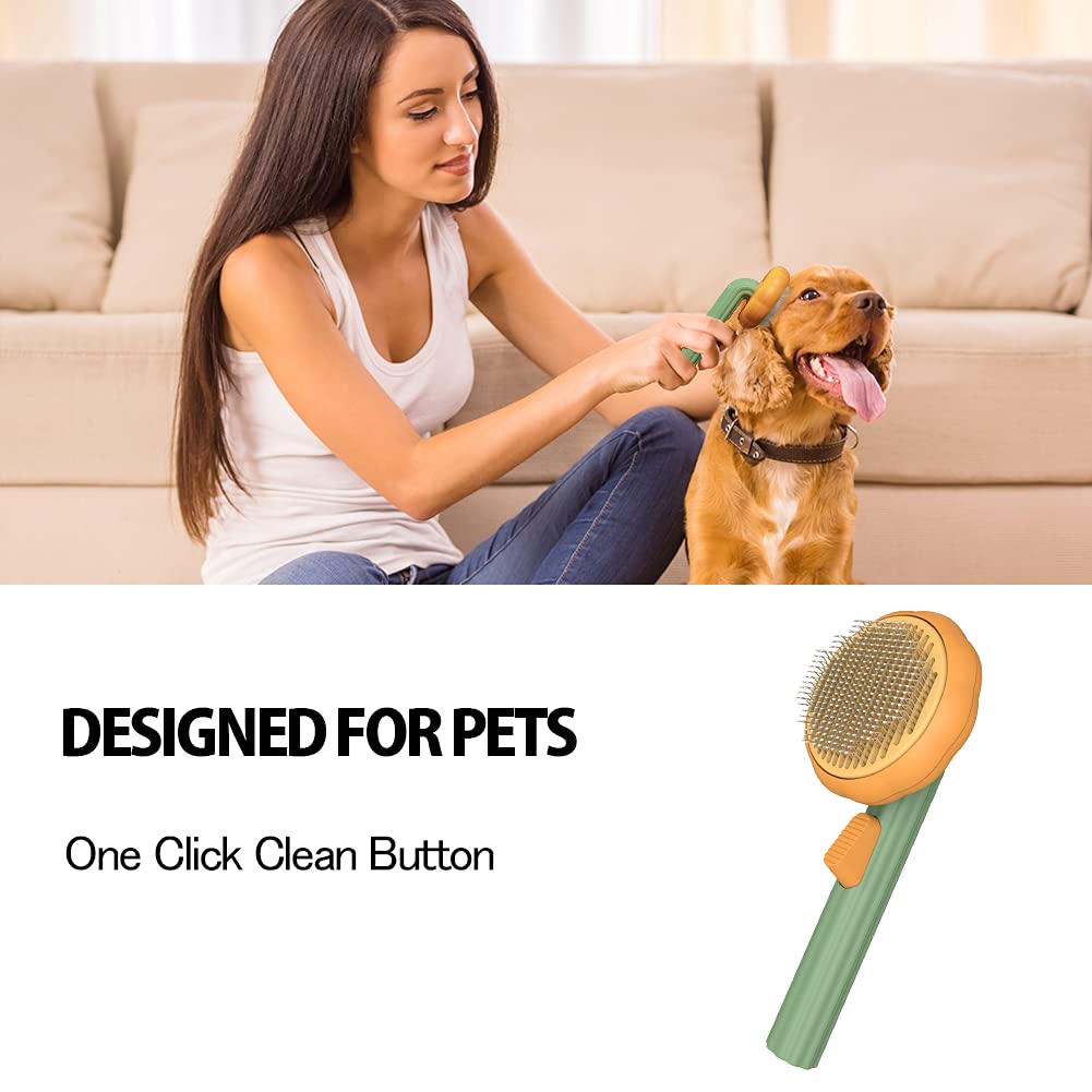 Pumpkin-Shaped Self-Cleaning Pet Slicker Brush for Dogs Cats