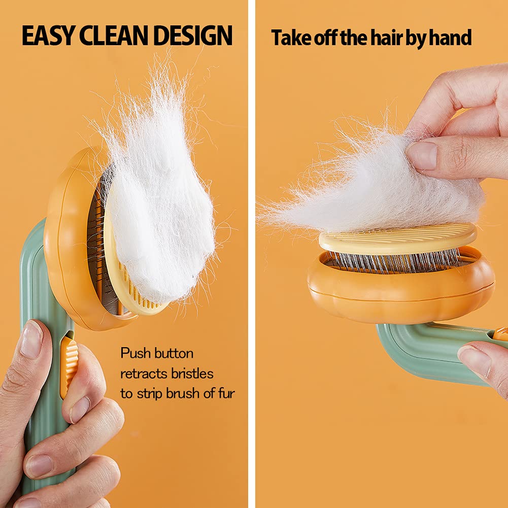 Pumpkin-Shaped Self-Cleaning Pet Slicker Brush for Dogs Cats