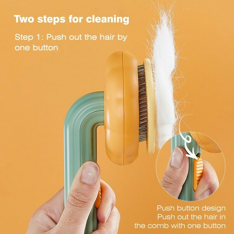 Pumpkin-Shaped Self-Cleaning Pet Slicker Brush for Dogs Cats