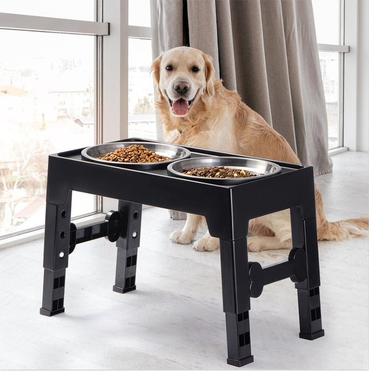 Adjustable Elevated Dog Feeding Bowl with Neck Protection