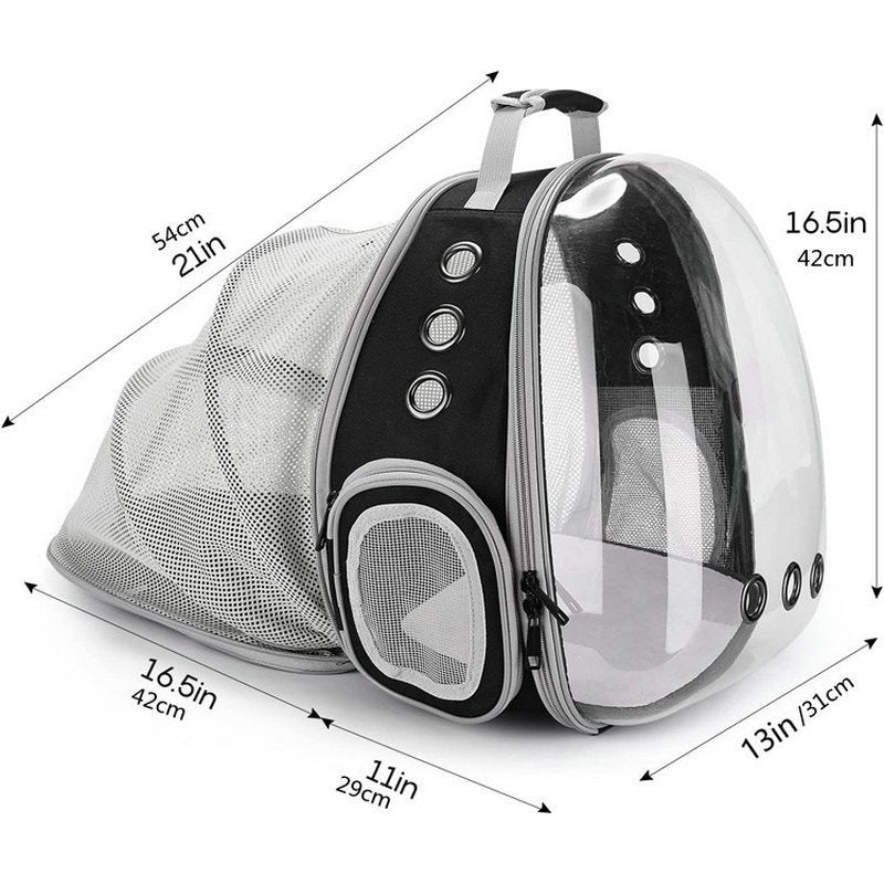 Rear-Expandable Transparent Mesh Backpack for Cats and Small Dogs