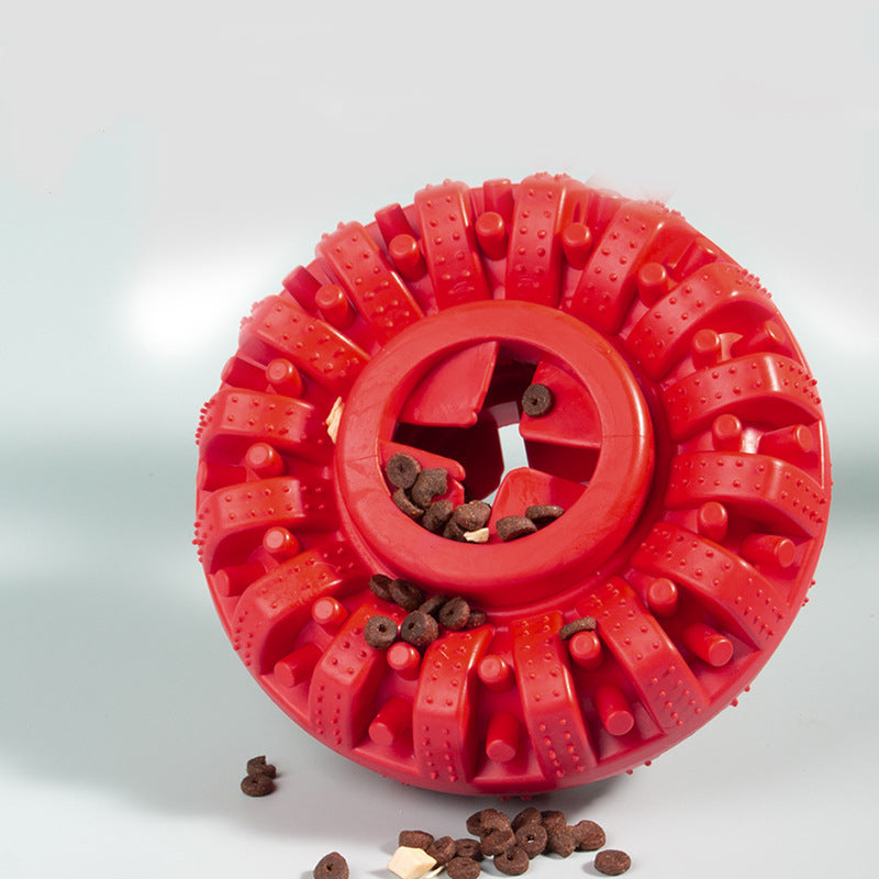 Red Rubber Bite-Resistant Dog Food Toy