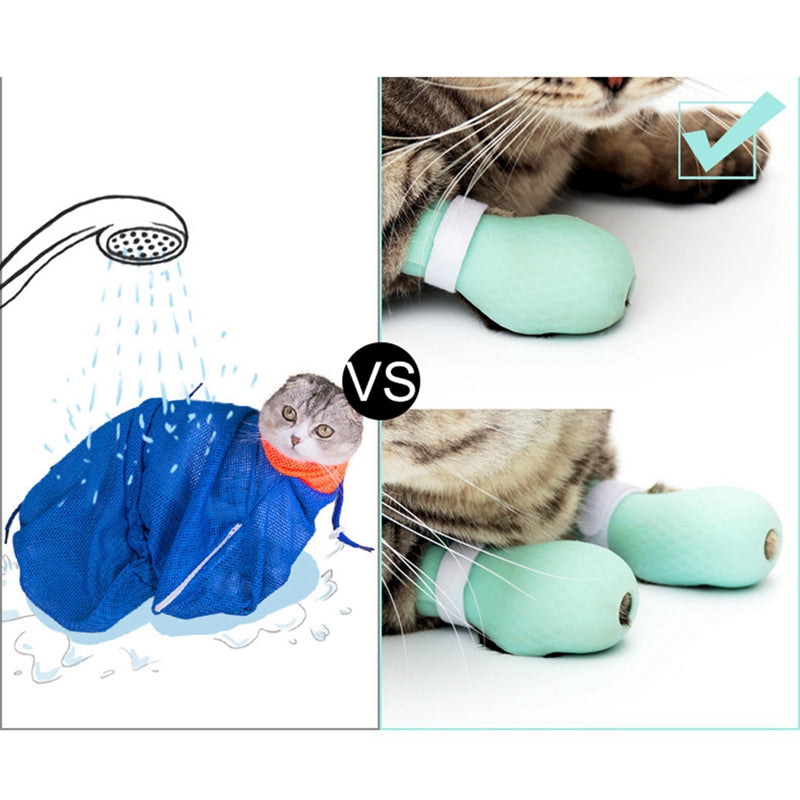 Cat Bath Foot Cleaning Set with Grooming Tool