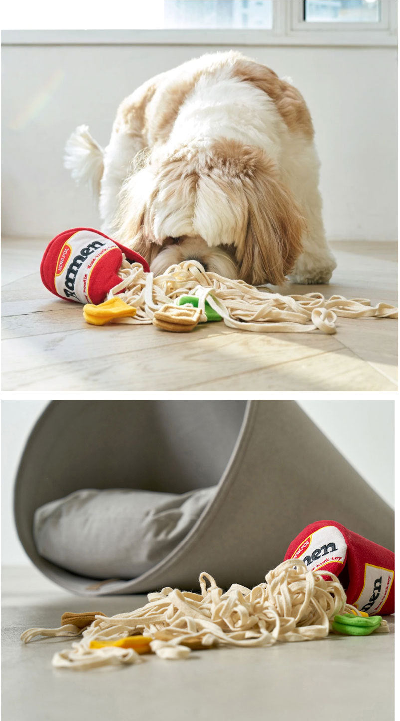 Ramen-Scented Food-Dispensing Interactive Pet Toy