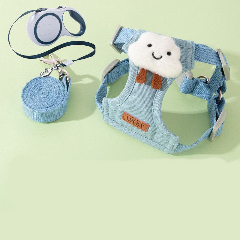 Anti-Breakaway Undershirt-Style Cat Chest Harness with Leash