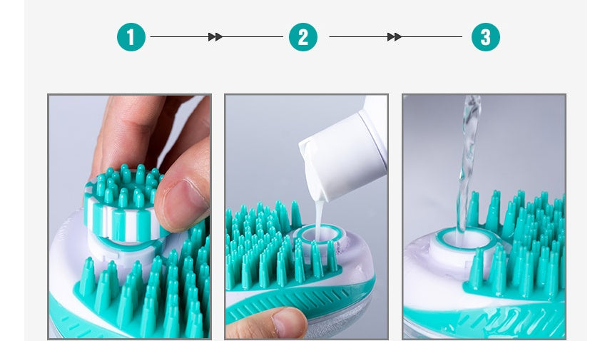 Automatic Pet Bath Massage Comb with Liquid Dispenser