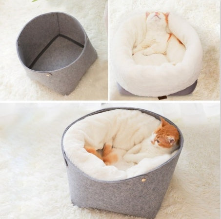Ultra-Soft Plush Donut Cat Bed for Cozy Comfortable Sleep Everywhere