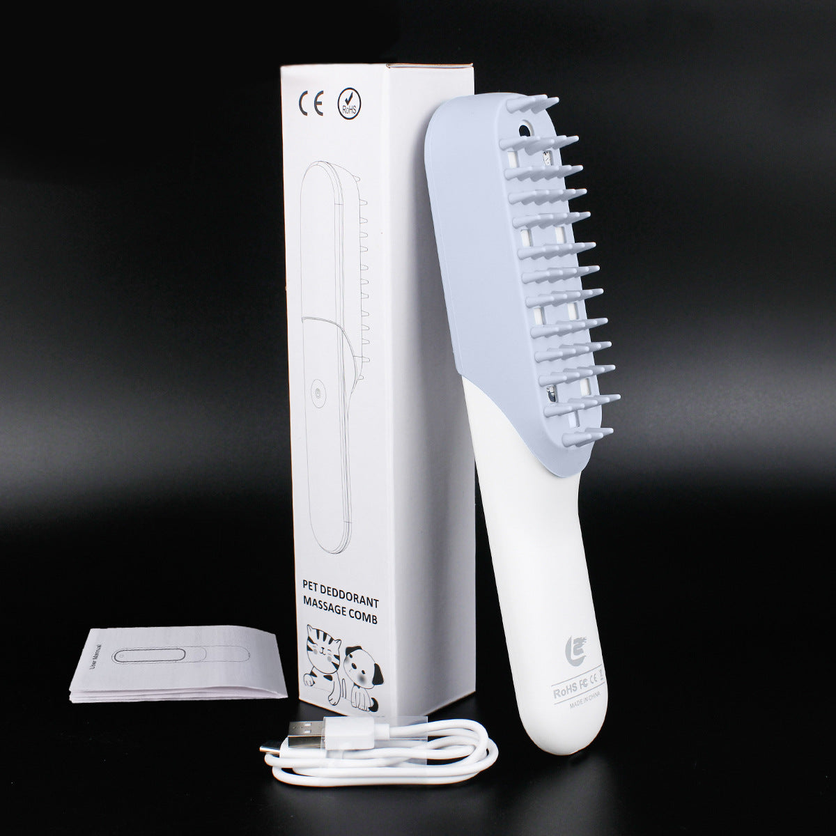 Silicone Pet Massage and Grooming Brush with Fur Removal Comb