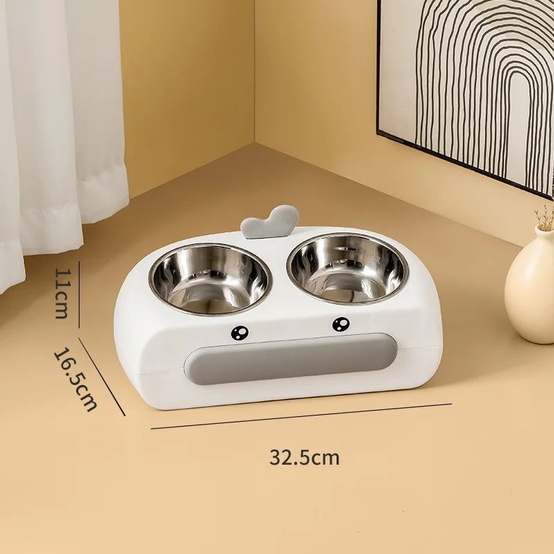 Duck-Shaped Double Pet Bowl for Cats & Dogs