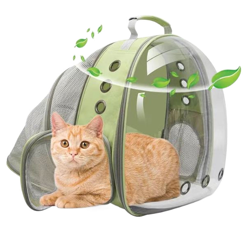 Rear-Expandable Transparent Mesh Backpack for Cats and Small Dogs