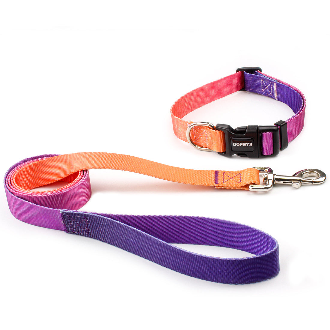 Gradient Solid Color Collar and Leash Set for Dogs