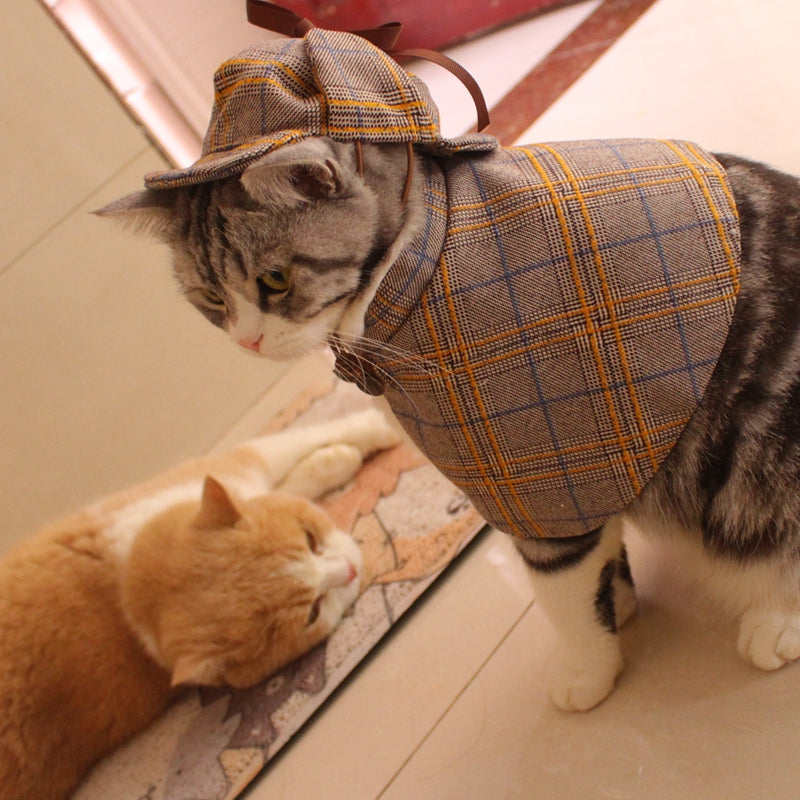 Detective Cloak & Hat Costume for Cats & Dogs