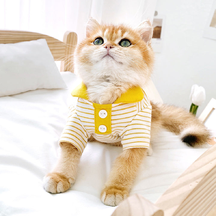 Adorable Striped Polo Shirt for Cats Keeping Them Stylish Comfortable