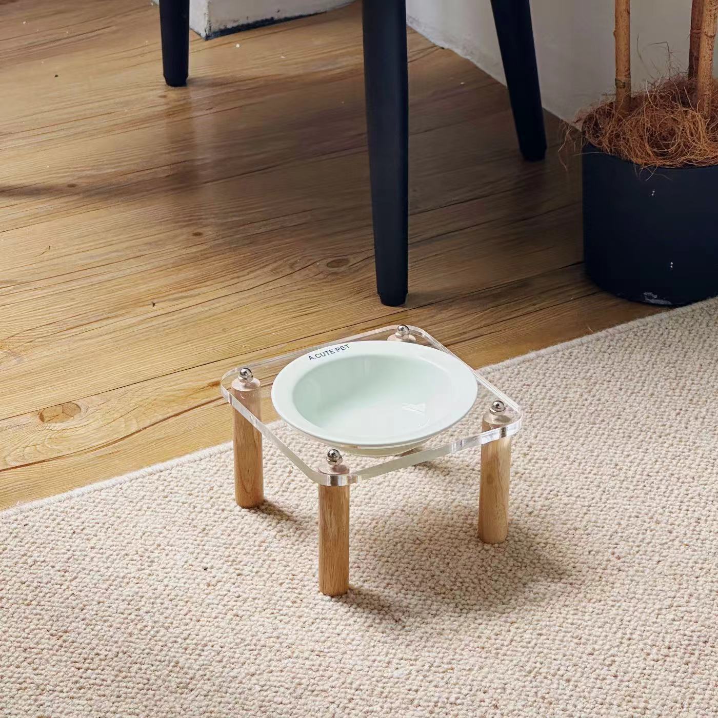 High-Leg Anti-Tip Ceramic Double Bowl for Cats & Dogs