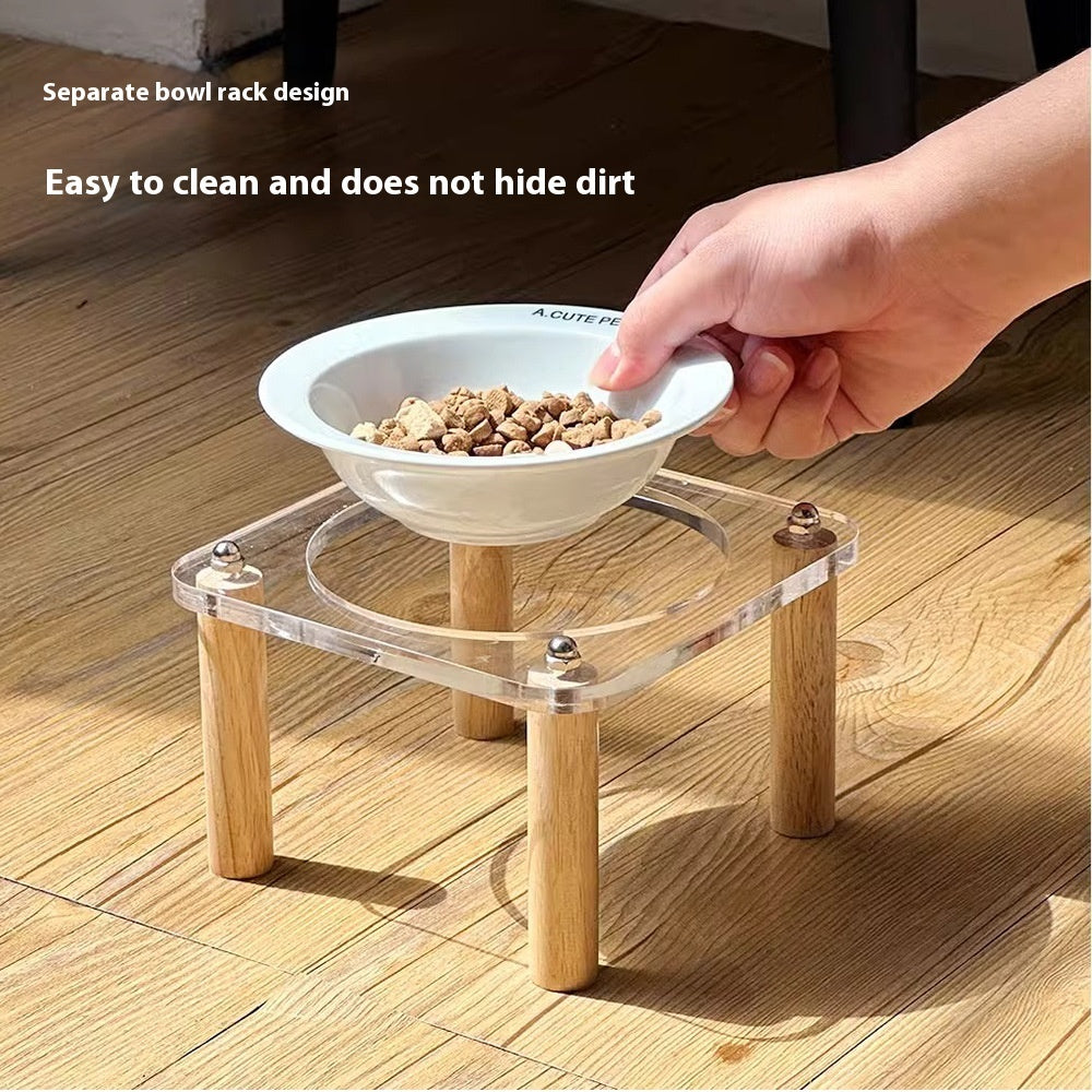 High-Leg Anti-Tip Ceramic Double Bowl for Cats & Dogs