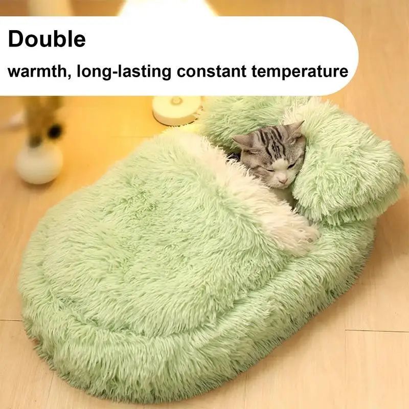 Fluffy Anti-Slip Pet Cave Bed for Small Dogs & Cats