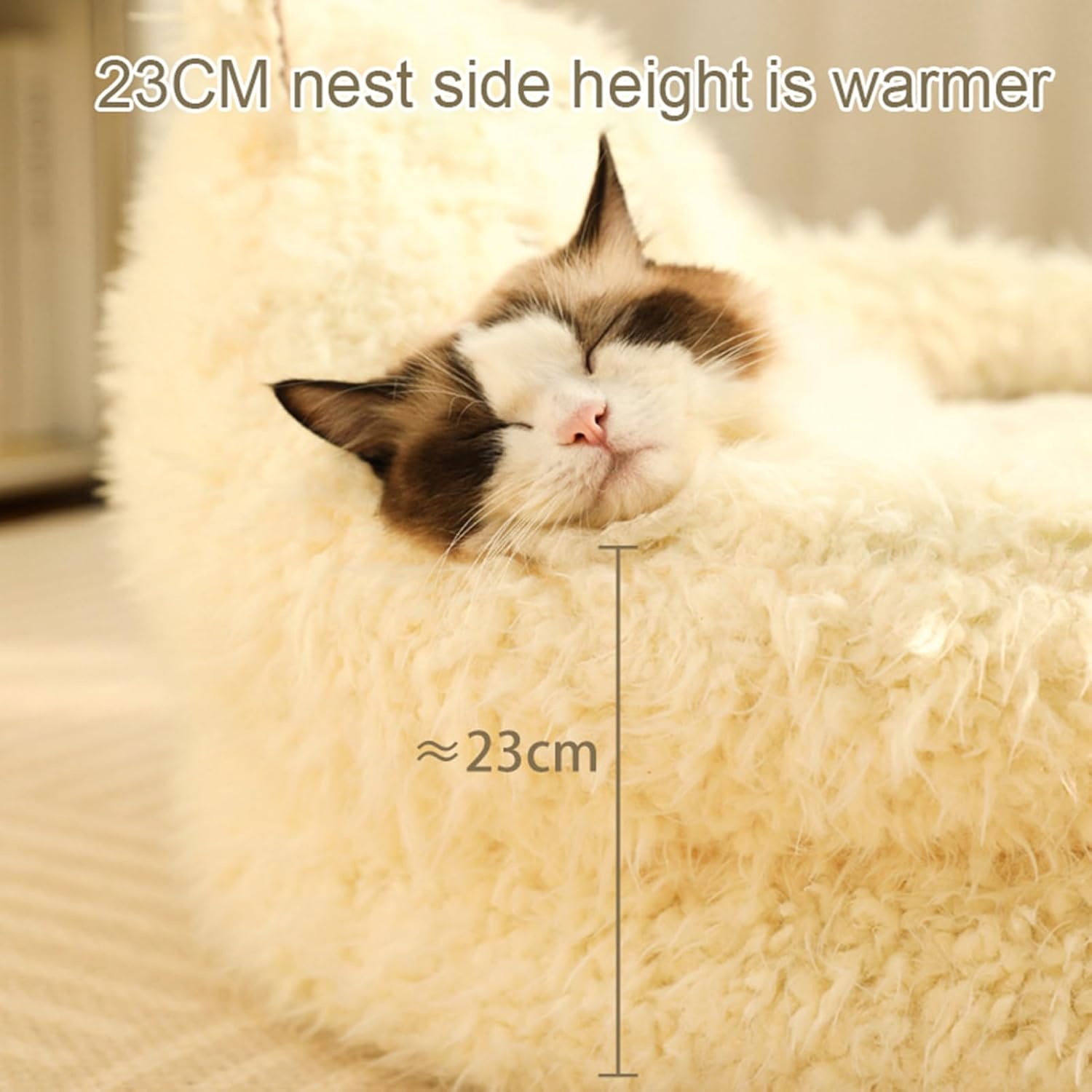 Alpaca Plush Pet Bed for Dogs & Cats with Calming Design