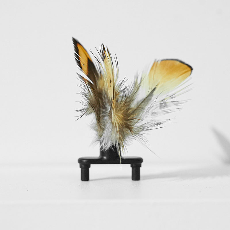 Electric Bee Cat Toy with Feather Teaser for Interactive Play