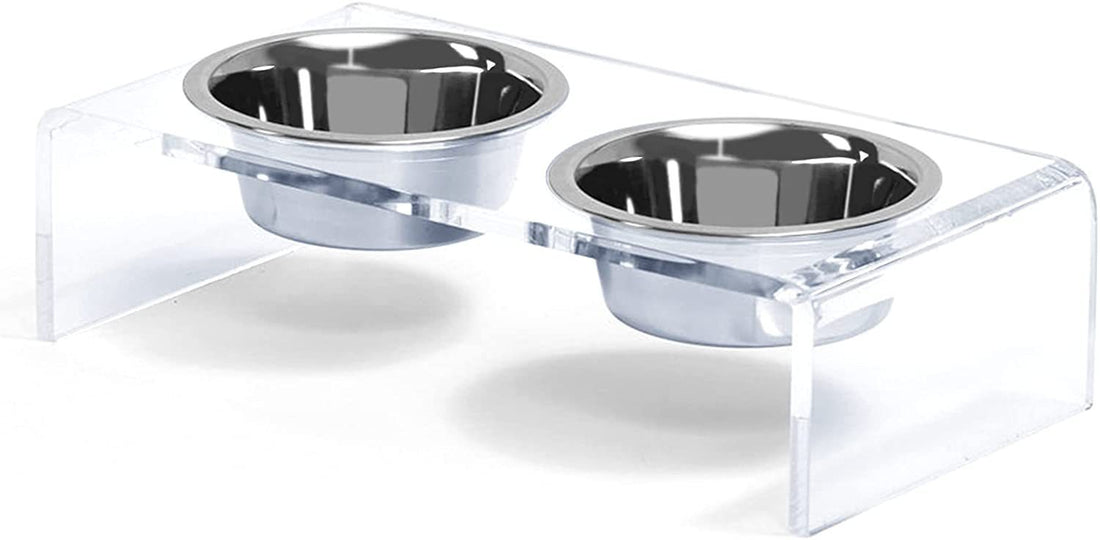 Acrylic Pet Feeding Rack for Small Cats & Dogs