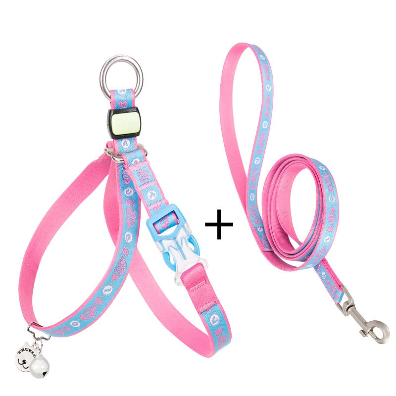 Chest Strap Harness with Bell and Leash for Small Dogs and Cats