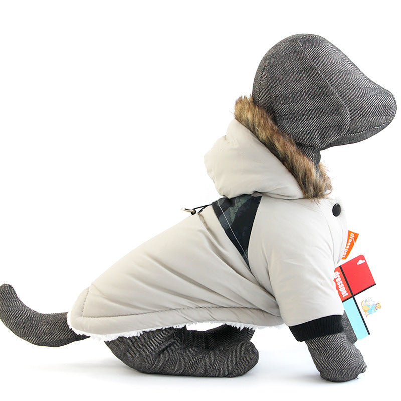 Warm Pet Coat with Traction Rope for Outdoor Adventures