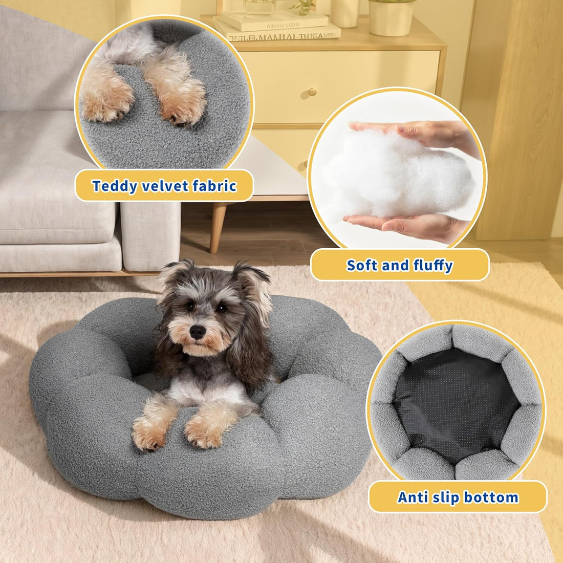 Fluffy Round Calming Cat & Dog Donut Bed, Non-Slip