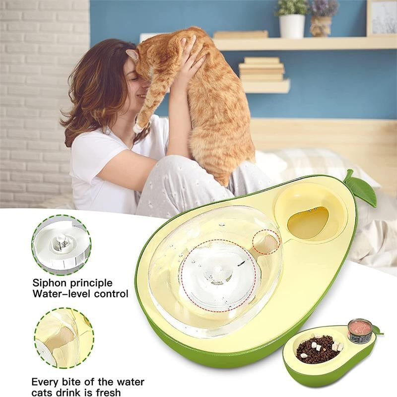 Avocado-Shaped Automatic Water & Slow Feeder for Small Pets