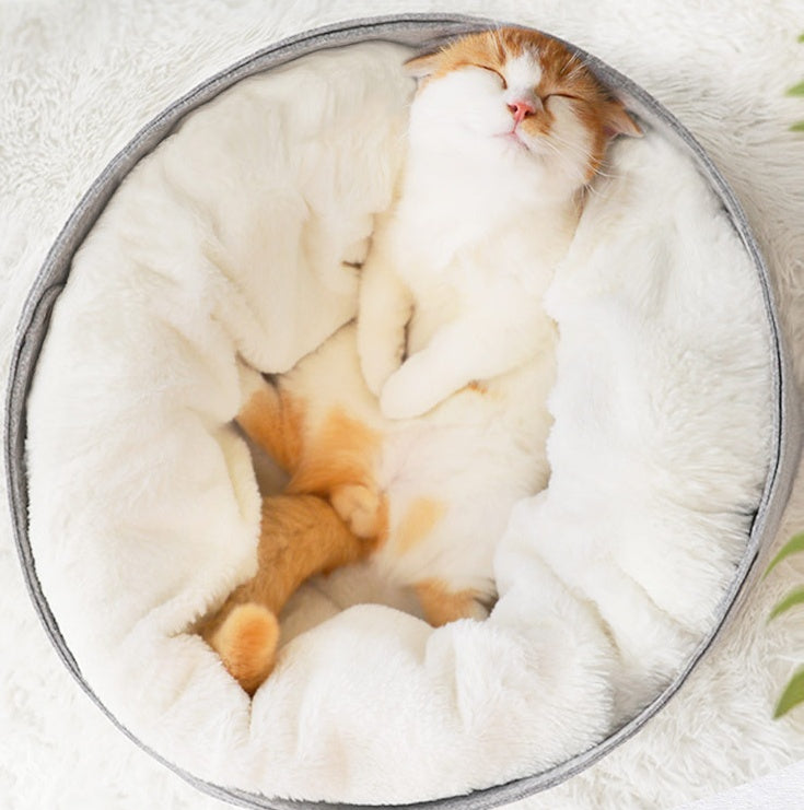 Ultra-Soft Plush Donut Cat Bed for Cozy Comfortable Sleep Everywhere