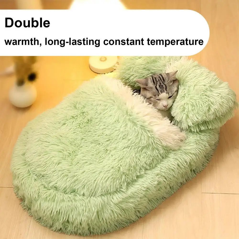 Fluffy Anti-Slip Pet Cave Bed for Small Dogs & Cats