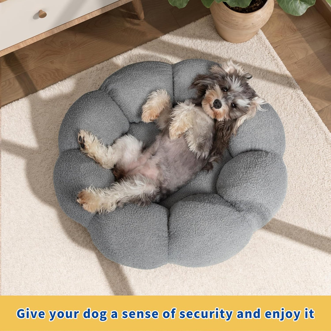 Fluffy Round Calming Cat & Dog Donut Bed, Non-Slip