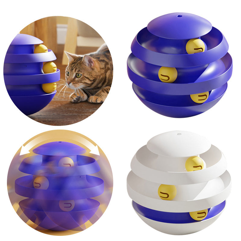3-Layer Interactive Cat Tower with Turntable and Balls